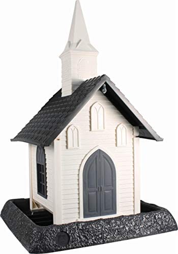 North States Village Collection Church Plastic Hopper Wild Bird Feeder - White/Gray - 5 Lbs Cap