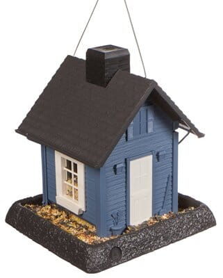 North States Village Collection Cottage Plastic Hopper Wild Bird Feeder - Blue/White - 5 Lbs Cap  