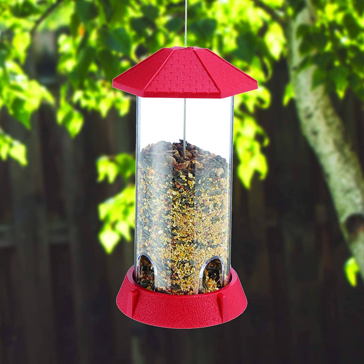 North States Village Collection Gazebo Plastic Hopper Wild Bird Feeder - Red - 2.25 Lbs Cap  