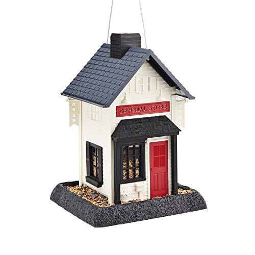 North States Village Collection General Store Plastic Hopper Wild Bird Feeder - White/Red - 6.5 Lbs Cap  