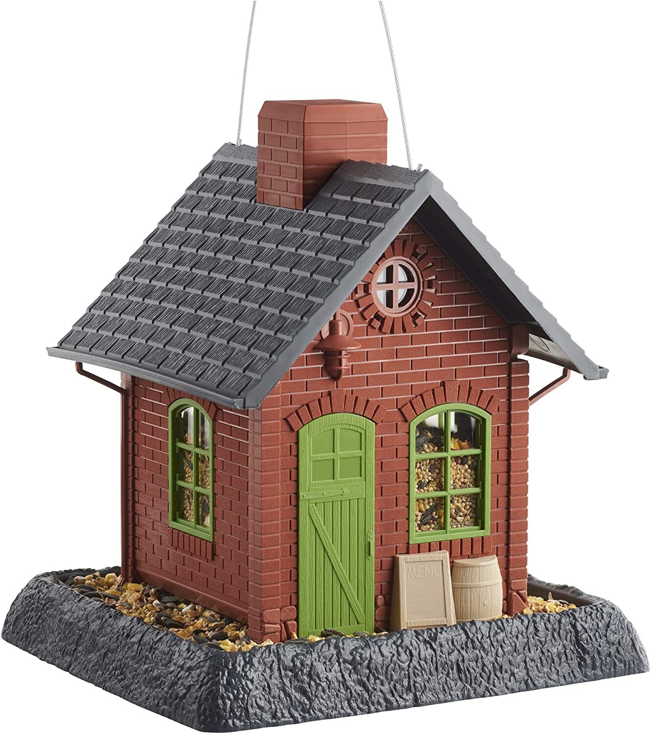 North States Village Collection Old Town Pub Plastic Hopper Wild Bird Feeder - Red - 5 Lbs Cap  