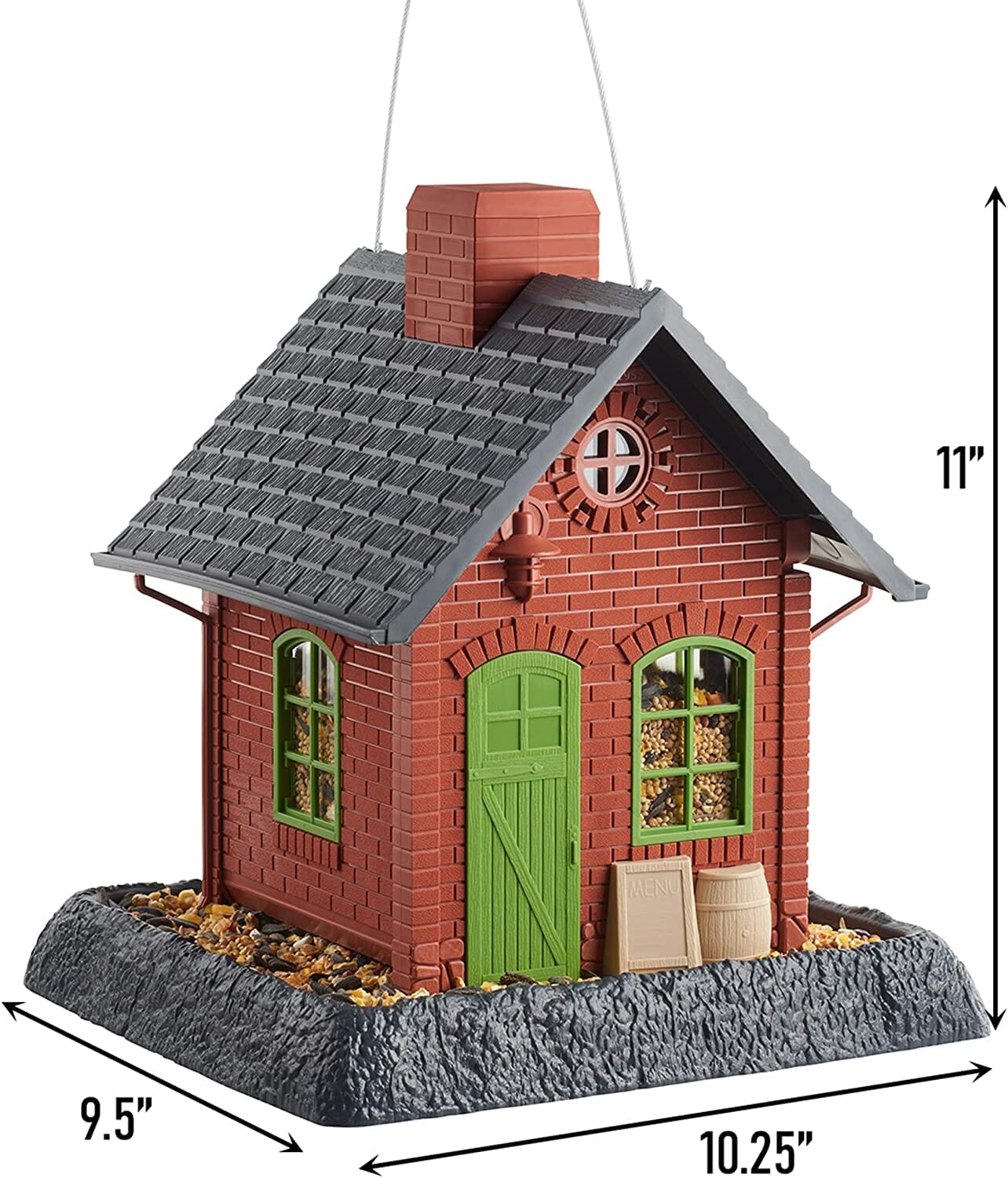 North States Village Collection Old Town Pub Plastic Hopper Wild Bird Feeder - Red - 5 Lbs Cap  