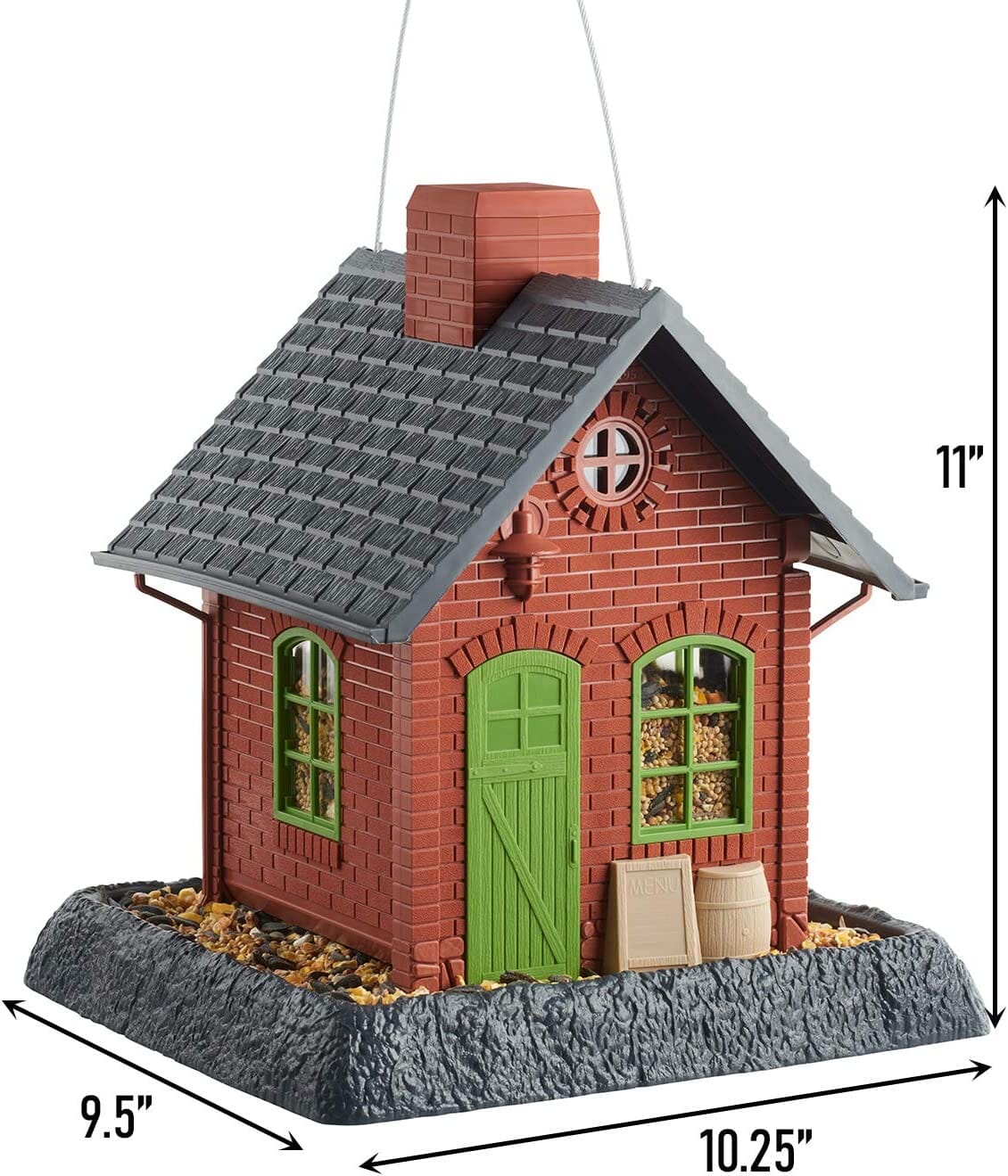 North States Village Collection Old Town Pub Plastic Hopper Wild Bird Feeder - Red - 5 Lbs Cap  