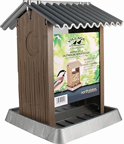 North States Village Collection Outhouse Plastic Hopper Wild Bird Feeder - Brown - 4.25 Lbs Cap  