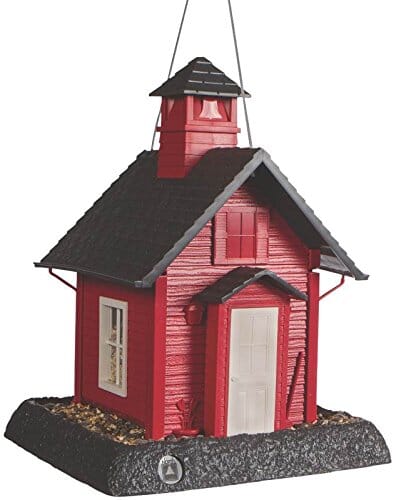 North States Village Collection School House Plastic Hopper Wild Bird Feeder - Red - 5 Lbs Cap  