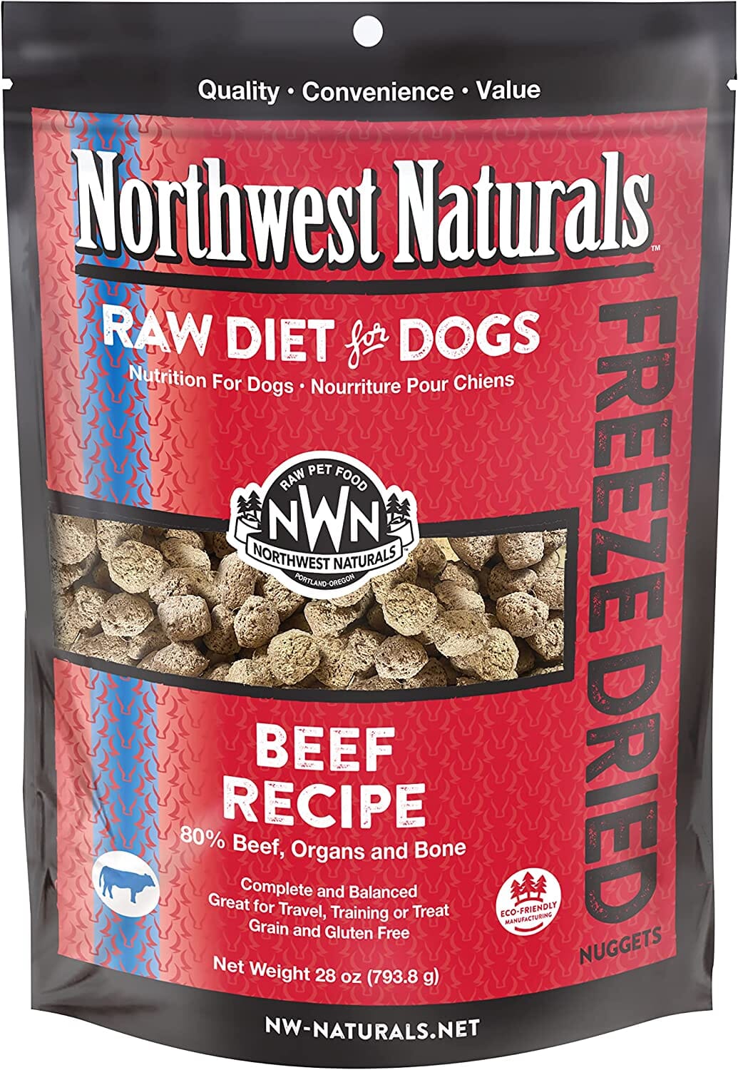 Northwest Naturals Beef Nuggets Freeze-Dried Dog Treats - 28 Oz Bag  