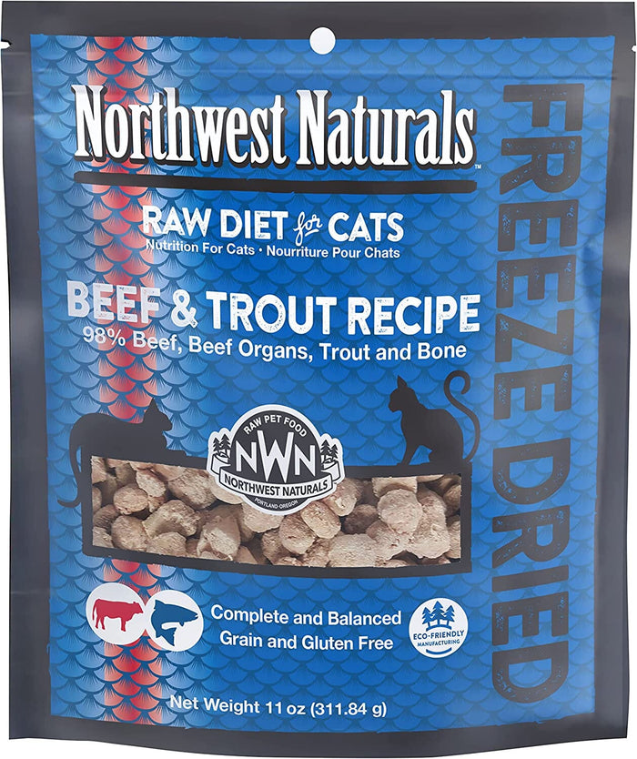 Northwest Naturals Beef & Trout Cat Recipe Freeze-Dried Cat Treats - 11 Oz Bag