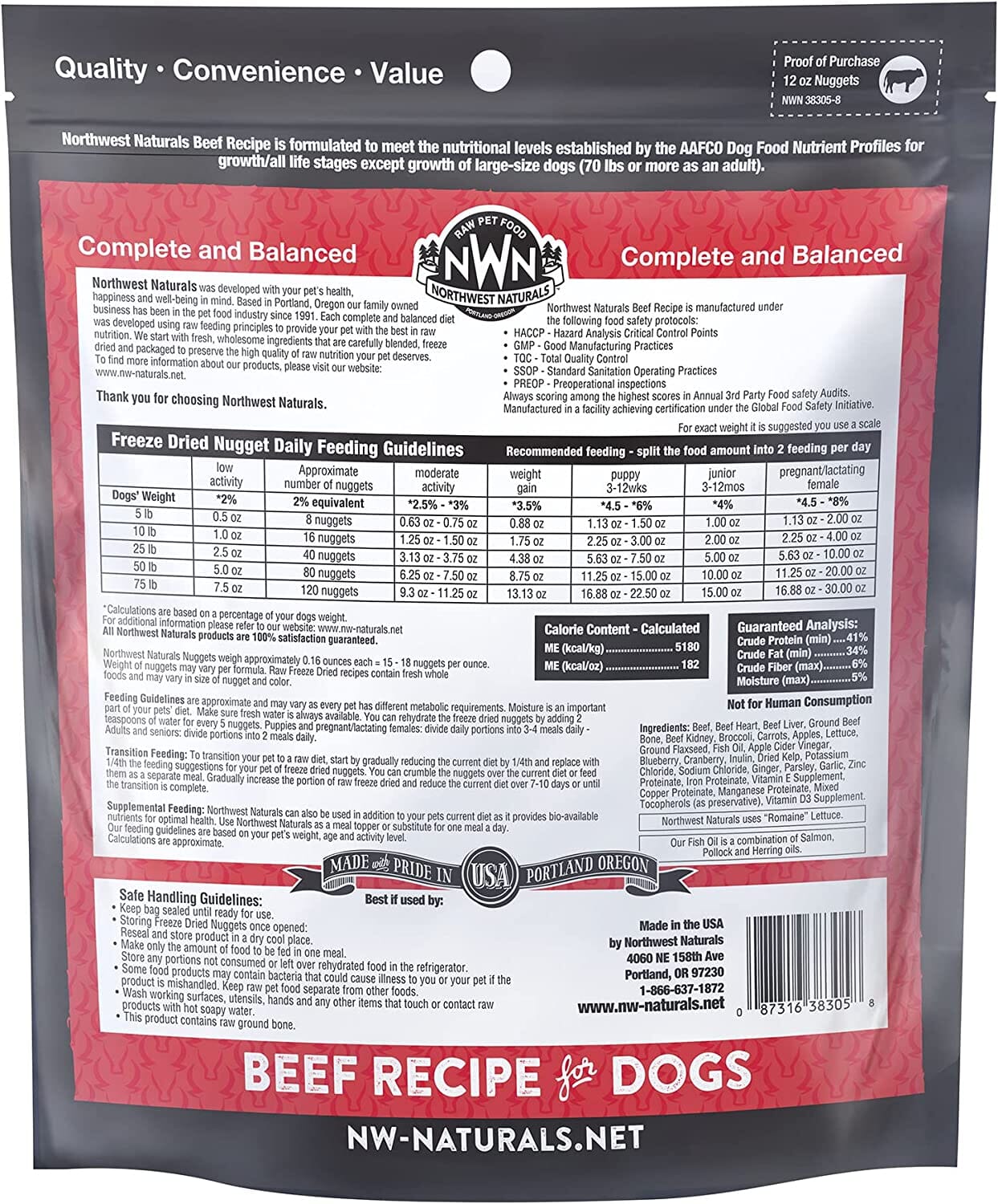 Northwest Naturals Beef & Trout Nuggets Freeze-Dried Dog Treats - 12 Oz Bag  