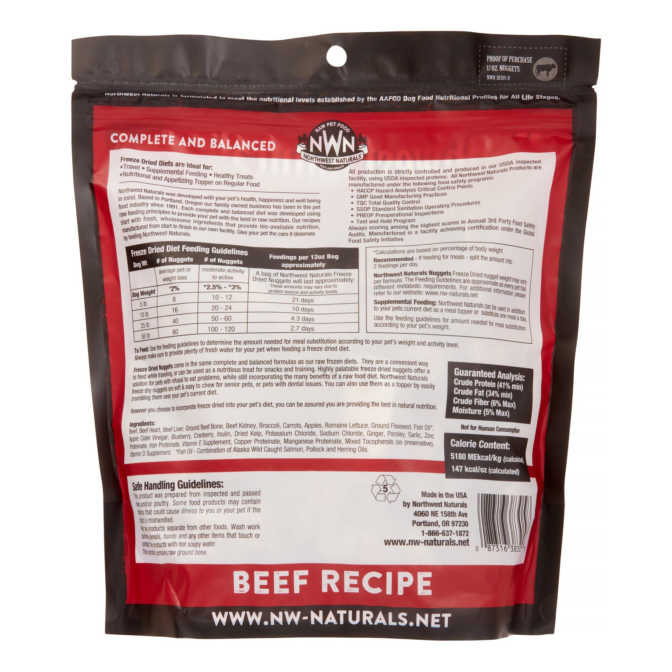 Northwest Naturals Freeze Dried Beef Nuggets Freeze-Dried Dog Food - 12 oz Bag  