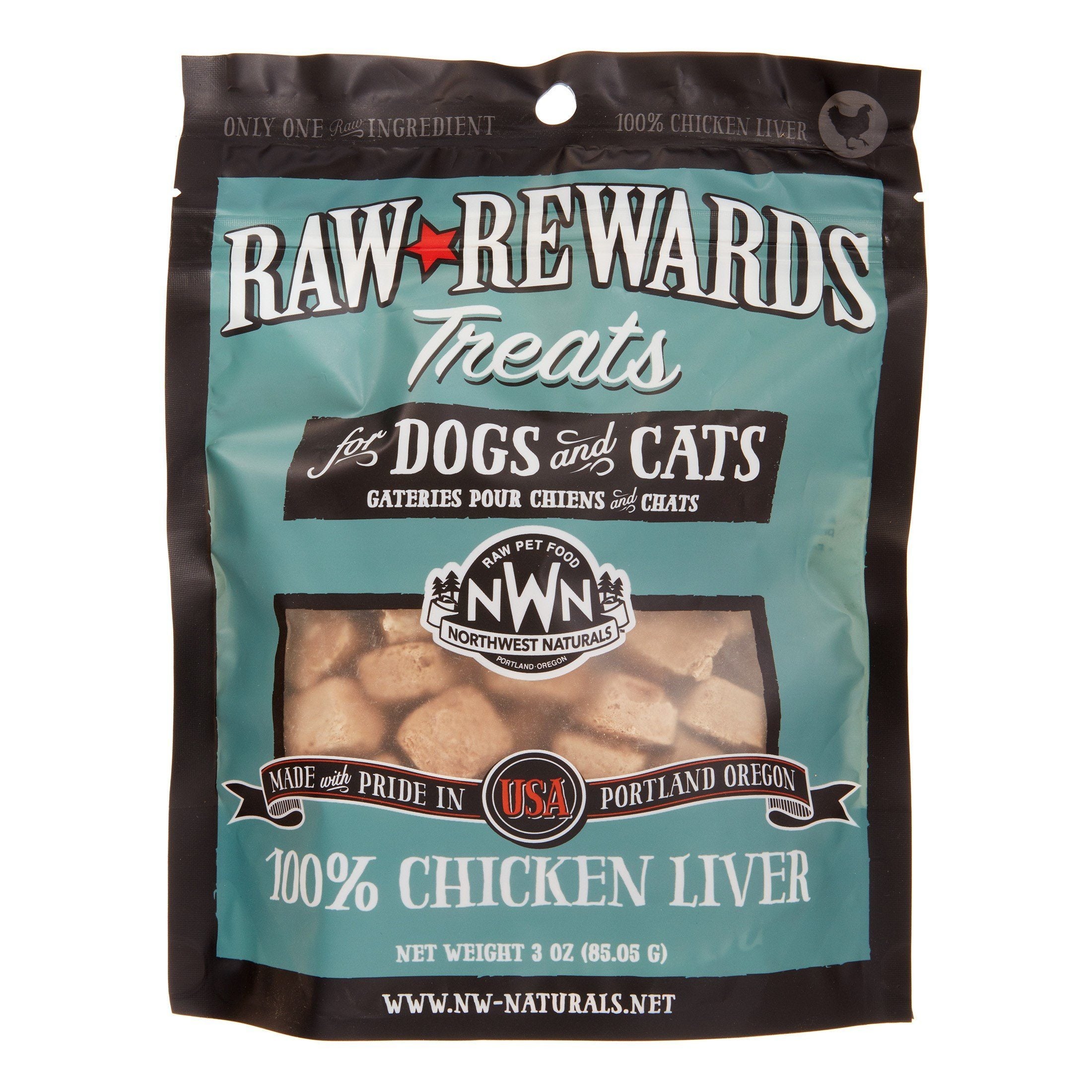 Northwest Naturals Freeze Dried Chicken Liver Treat Freeze-Dried Cat and Dog Treats - 3 oz Bag  