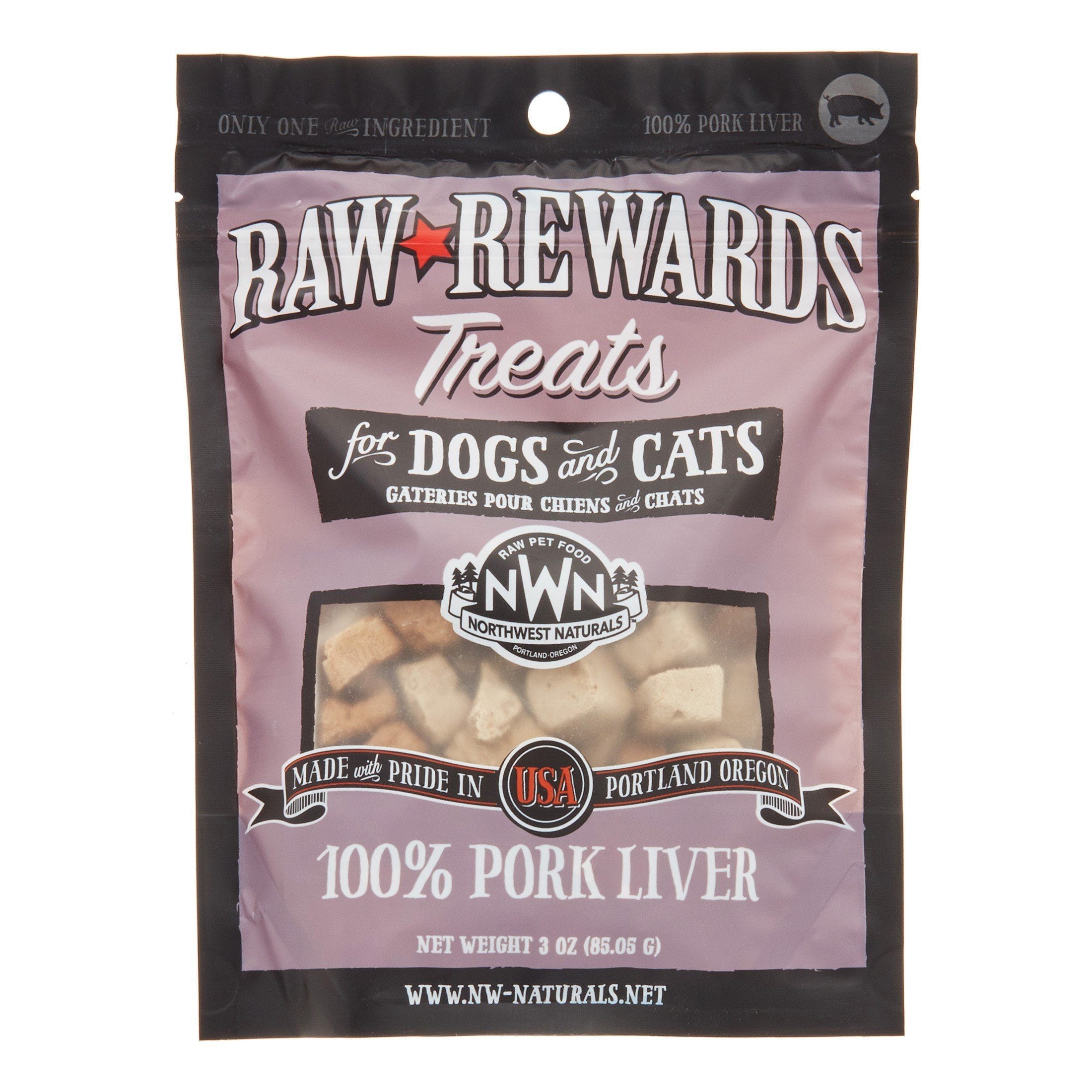 Northwest Naturals Freeze Dried Pork Liver Treat Freeze-Dried Cat and Dog Treats - 3 oz Bag  