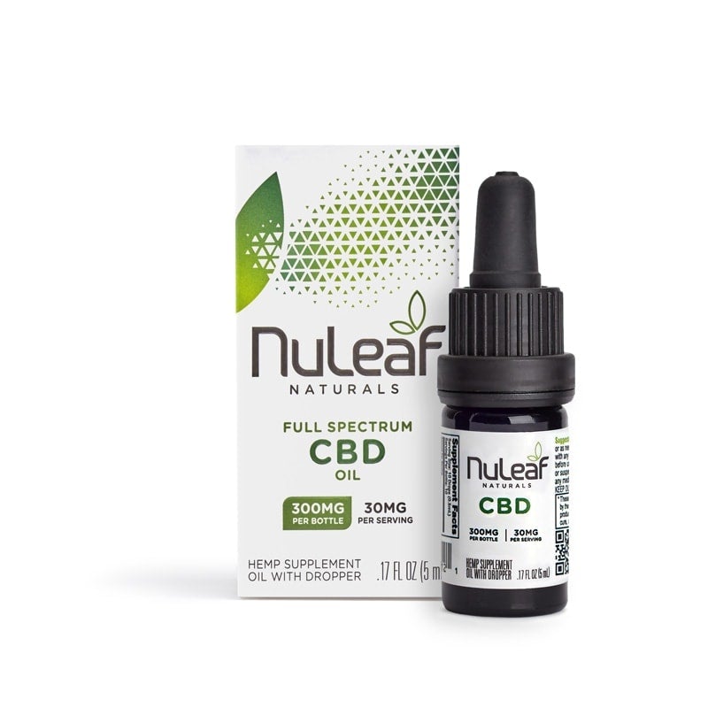 Nuleaf Naturals 300mg Full Spectrum CBD Oil Cat and Dog Supplement - (5ml) .17 Fl Oz Dropper Bottle  