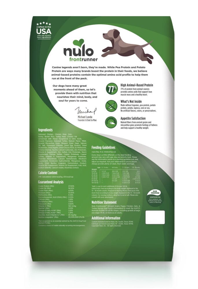 Nulo Frontrunner Chicken, Oats & Turkey Puppy Dry Dog Food  