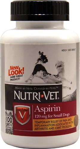 Nutri-Vet Pain Relief Aspirin for Small Dogs (120mg) Dog Supplements - 100 ct Bottle  