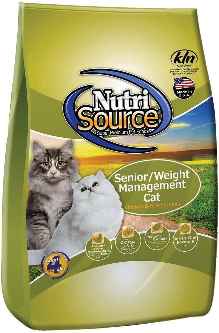 Nutrisource Cat Senior Weight Mgt Chicken & Rice (5 per bale) Dry Cat Food - 6.6 lb Bag