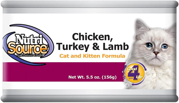 Nutrisource Chicken, Turkey & Lamb Cat/Kitten Canned Canned Cat Food - 5.5 oz - Case of 12