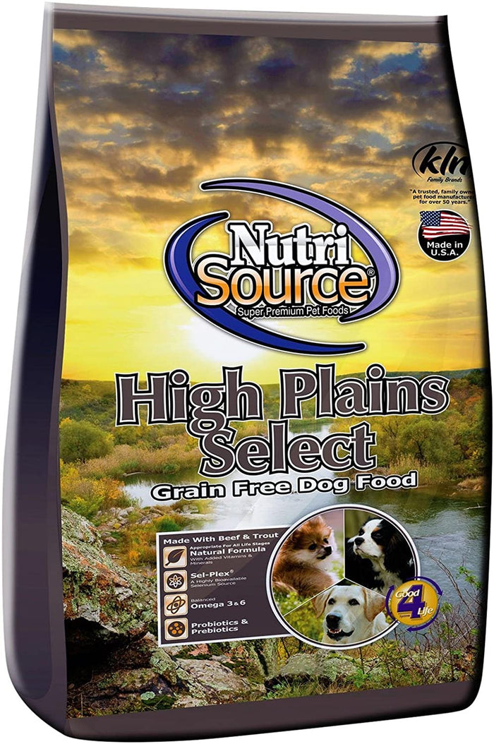 Nutrisource Grain Free High Plains Select Beef and Trout Dry Dog Food - 15 lb Bag