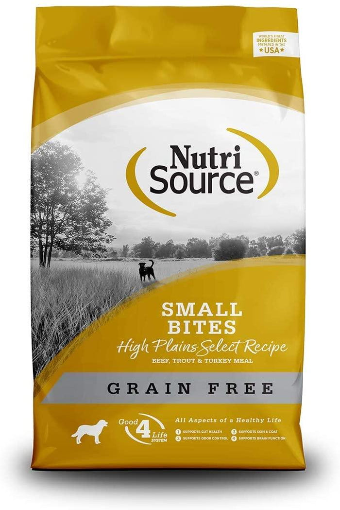 Nutrisource Grain Free High Plains Select Small Bites Beef and Trout Dry Dog Food - 15 ...