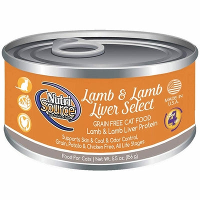 Nutrisource Grain Free Lamb & Lamb Liver Select Cat Canned Canned Cat Food - 5.5 oz - Case of 12  