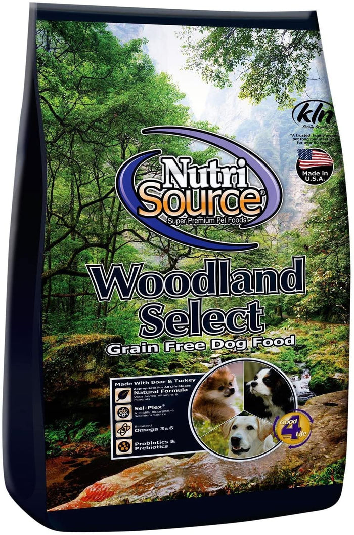 Nutrisource Grain Free Woodlands Select Boar and Turkey Dry Dog Food - 15 lb Bag