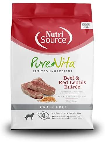 Nutrisource Pure Vita Grain Free Beef & Lentil Dry Dog Food - 15 lb Bag