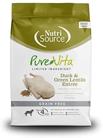 Nutrisource Pure Vita Grain Free Duck & Lentil Dry Dog Food - 25 lb Bag