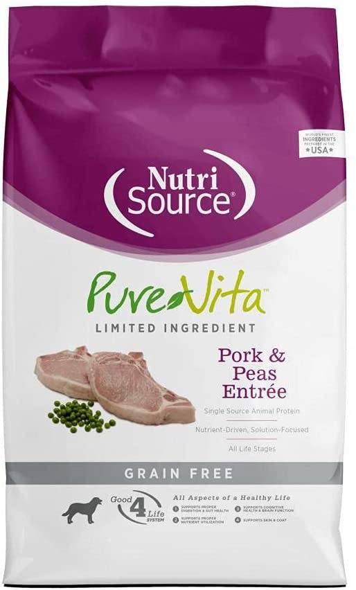 Nutrisource Pure Vita Grain Free Pork & Peas Dry Dog Food - 15 lb Bag