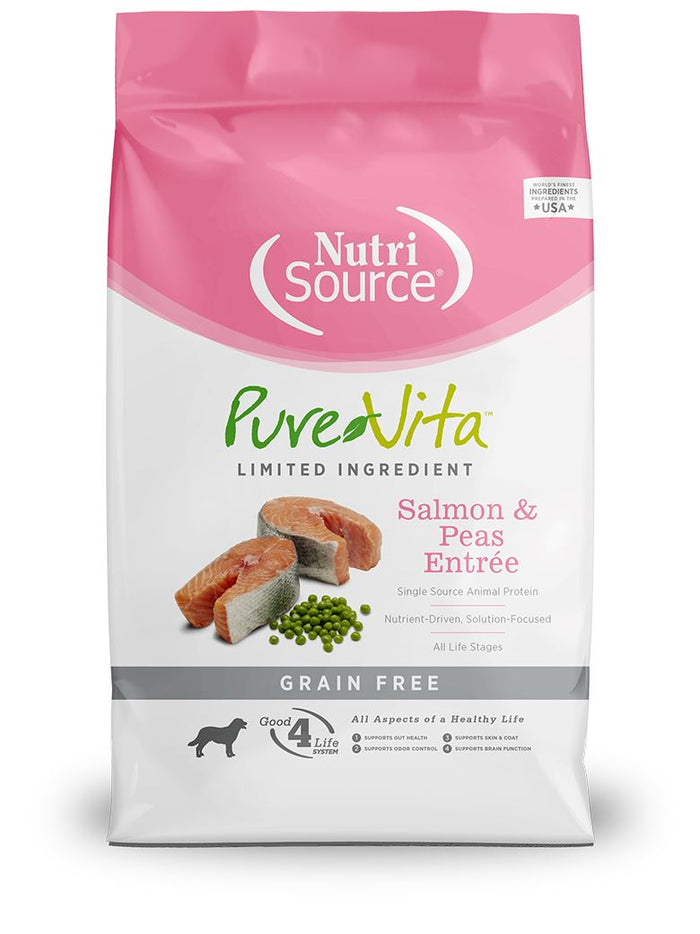 Nutrisource Pure Vita Grain-Free Salmon Entrée Tetra Packs Wet Dog Food - 12.5 oz - Cas...