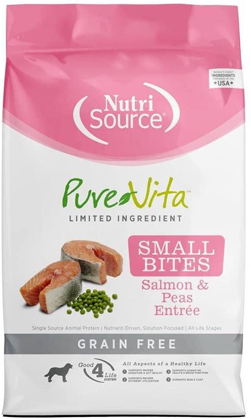 Nutrisource Pure Vita Grain Free Small Salmon & Peas Entrée Dry Dog Food - 15 lb Bag