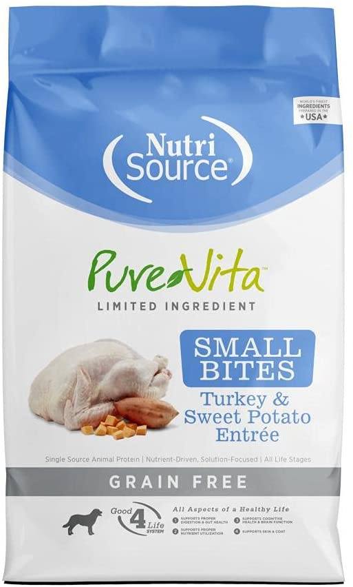 Nutrisource Pure Vita Grain Free Small Turkey & Sweet Potato Entrée Dry Dog Food - 15 lb Bag  