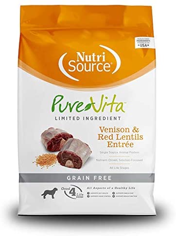 Nutrisource Pure Vita Grain Free Venison Dry Dog Food - 15 lb Bag