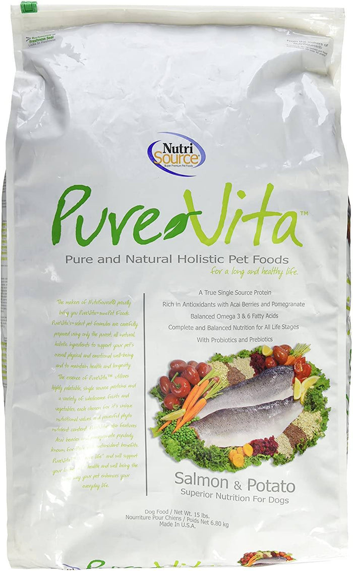 Nutrisource Pure Vita Salmon & Potato Dry Dog Food - 15 lb Bag