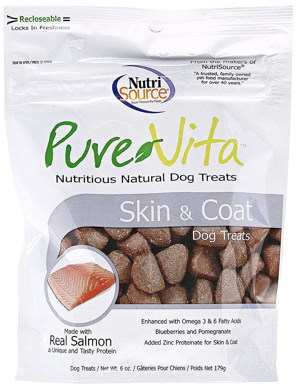 Nutrisource Pure Vita Skin & Coat Dog Treats - 6 oz  
