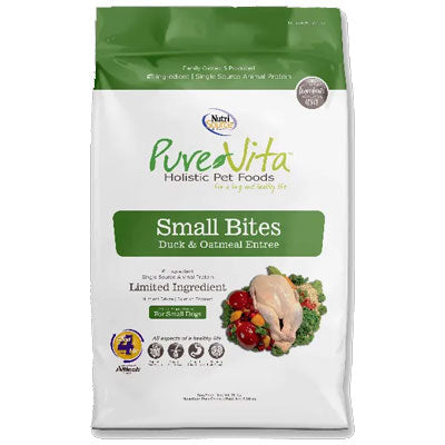 Nutrisource Pure Vita Small Bites Duck & Oatmeal Dry Dog Food - 15 lb Bag  