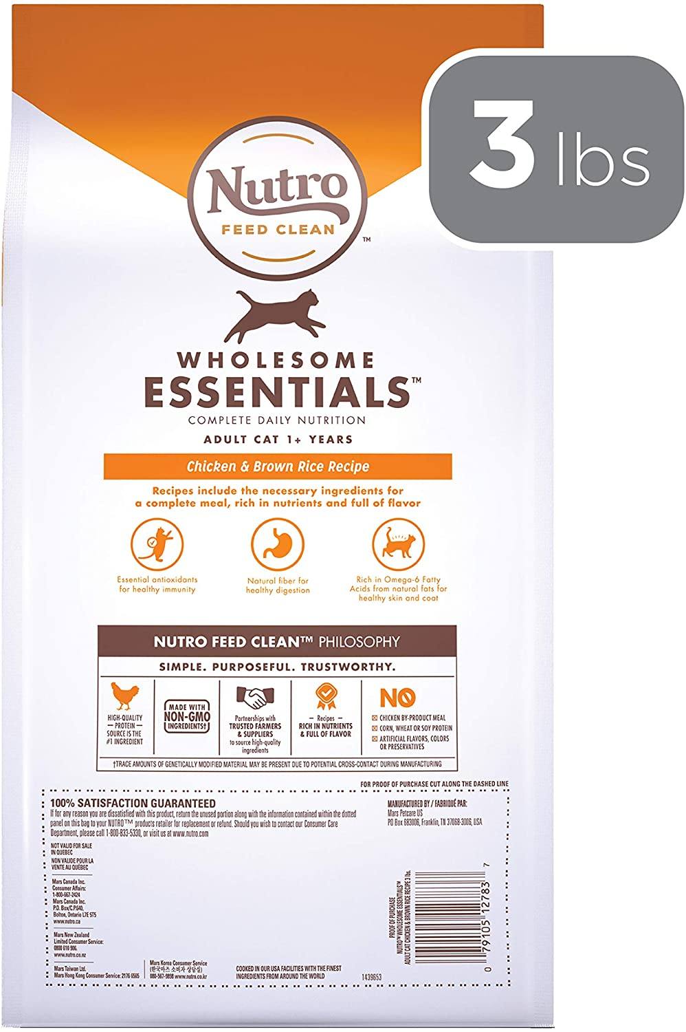 Nutro Adult Chicken Dry Cat Food - 3 lb Bag  