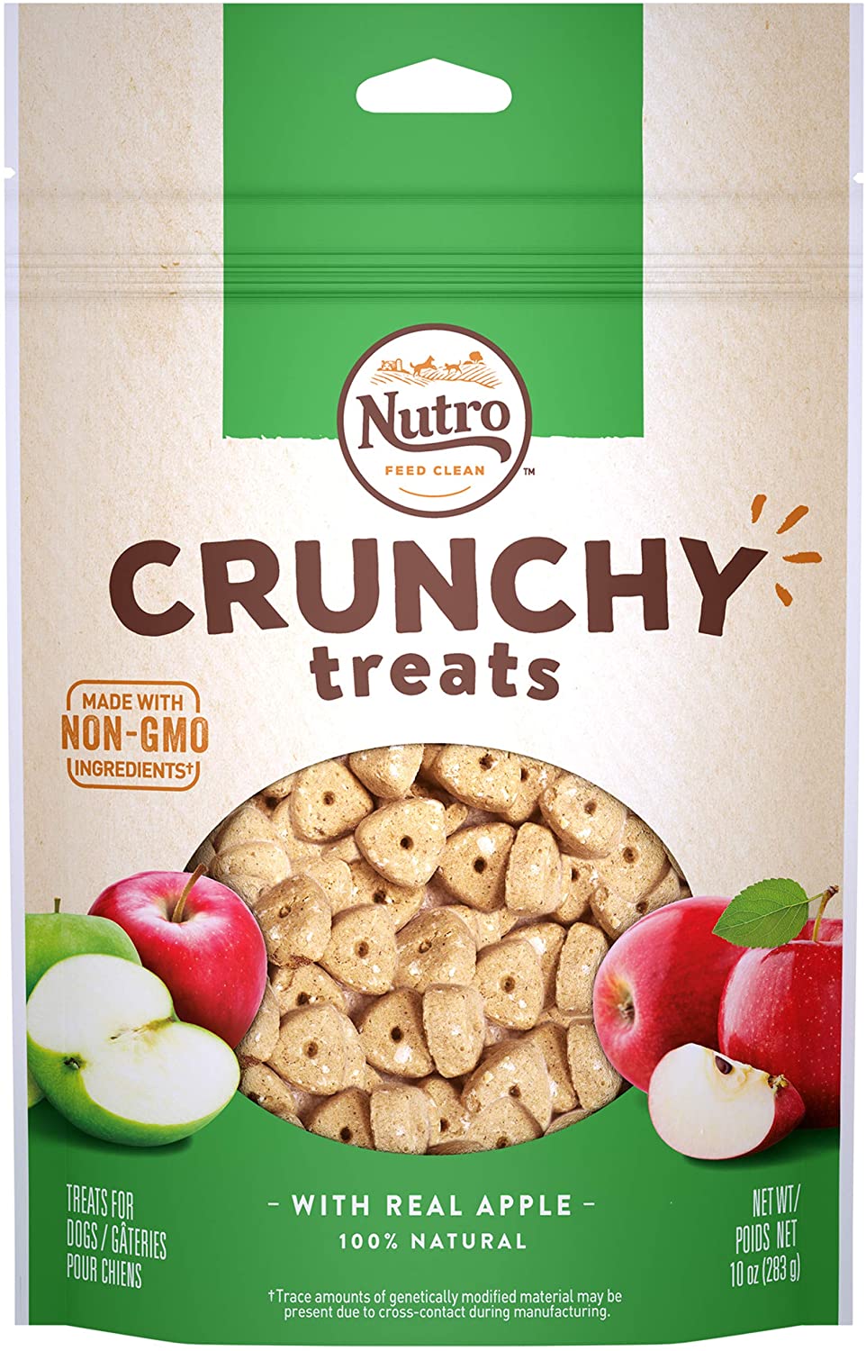 Nutro Apple Crunchy Biscuit Dog Treats - 10 oz - Case of 6  