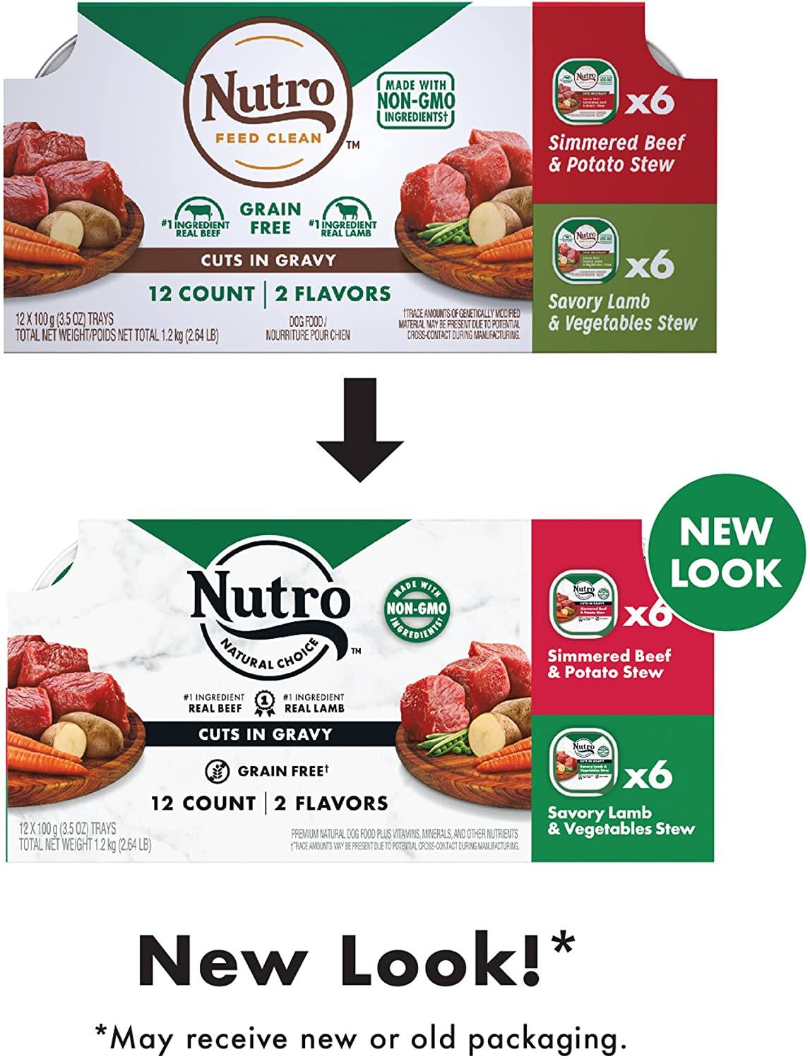 Nutro Cuts in Gravy Lamb & Beef Trays Multi Pack Case Wet Dog Food - 12.5 oz - Case of 24  