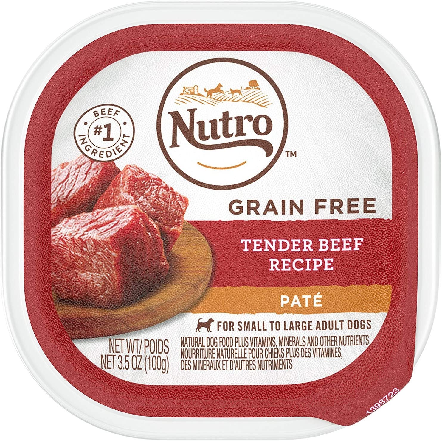 Nutro Grain Free Tender Beef Loaf Wet Dog Food Trays - 3.5 oz - Case of 24  