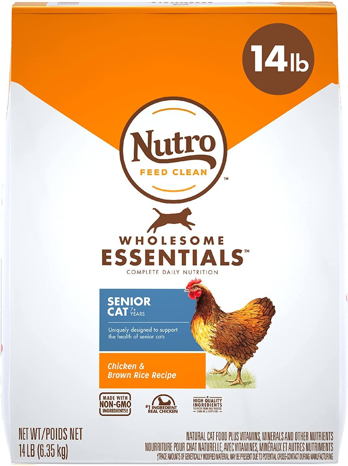 Nutro Indoor Senior Cat Chicken & Rice Dry Cat Food - 14 lb Bag  