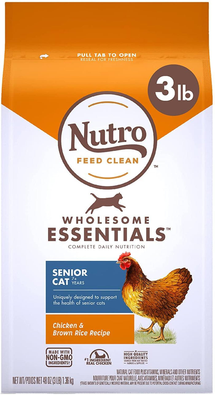 Nutro Indoor Senior Cat Chicken & Rice Dry Cat Food - 3 lb Bag