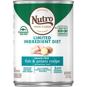 Nutro Limited Ingredient Diet Adult Fish & Potato Premium Loaf Canned Wet Dog Food - 12.5 oz - Case of 12  