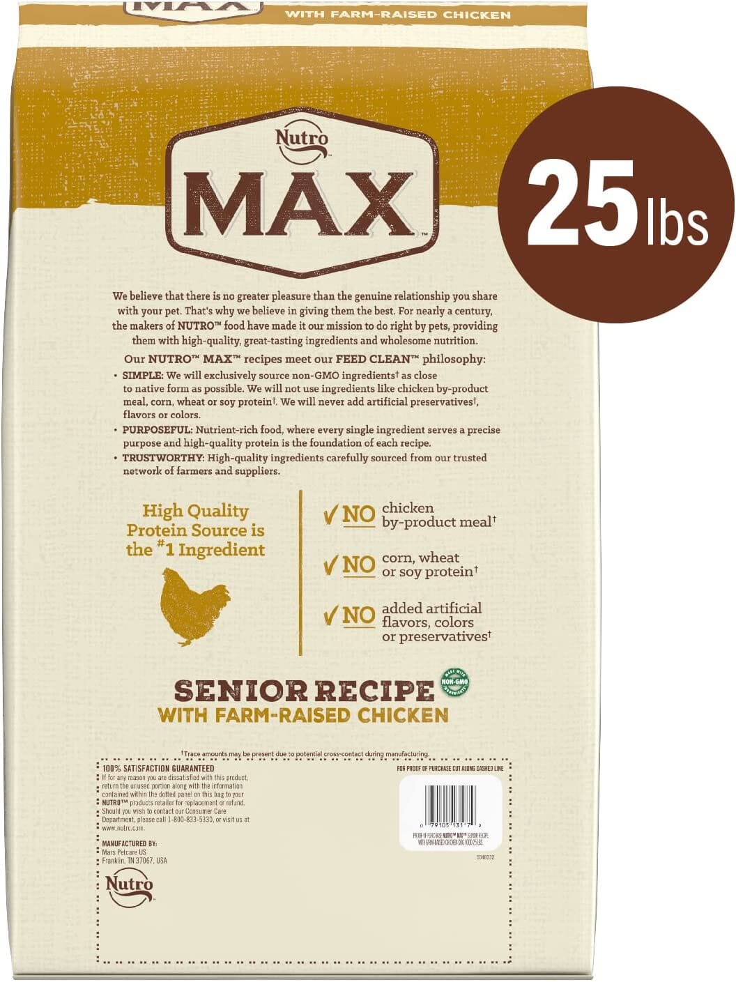 Nutro Max Senior Chicken Dry Dog Food - 25 Lbs  