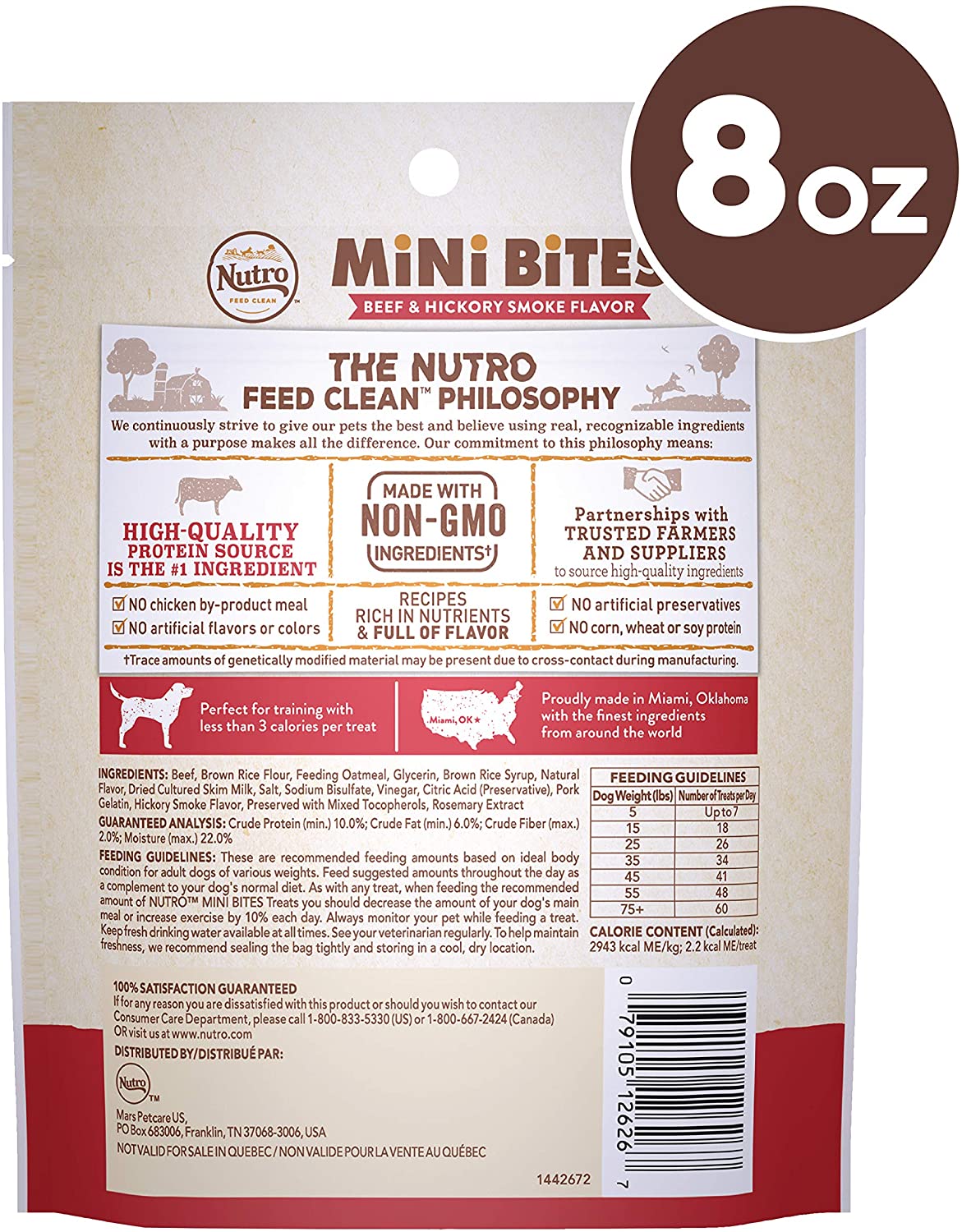 Nutro Mini Bites Beef Crunchy Dog Treats - 8 oz - Case of 6  