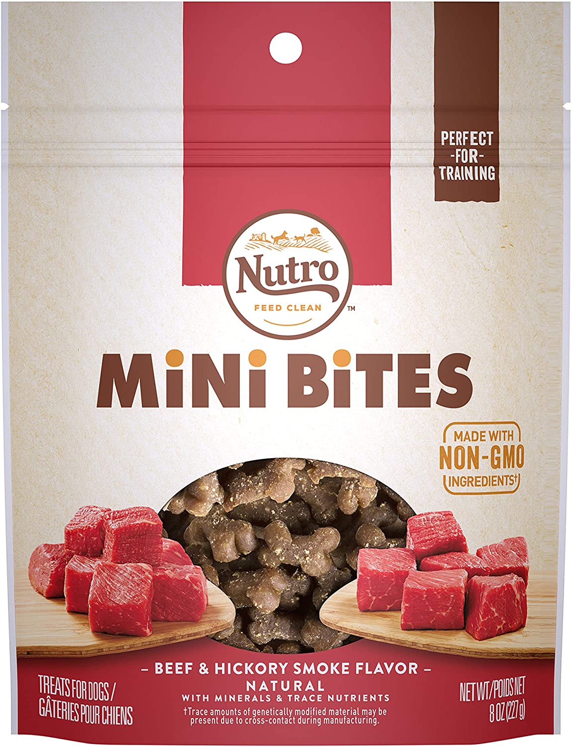 Nutro Mini Bites Beef Crunchy Dog Treats - 8 oz - Case of 6  