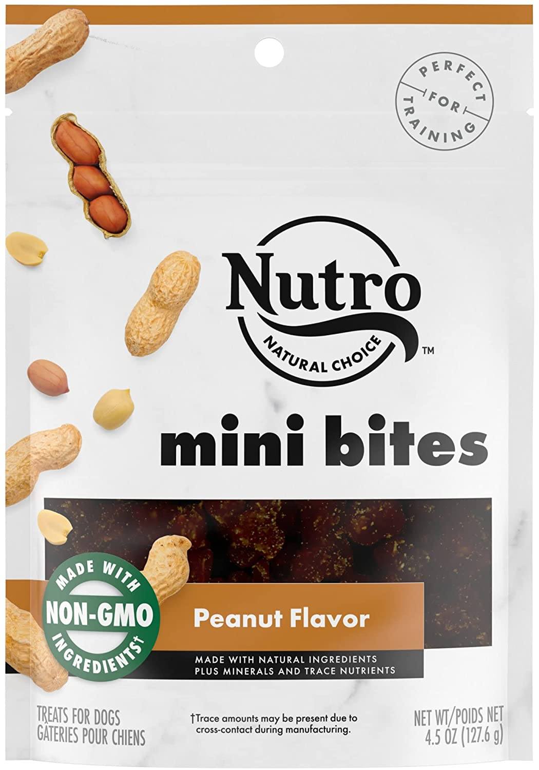 Nutro Mini Bites Peanut Crunchy Dog Treats - 4.5 oz - Case of 8  