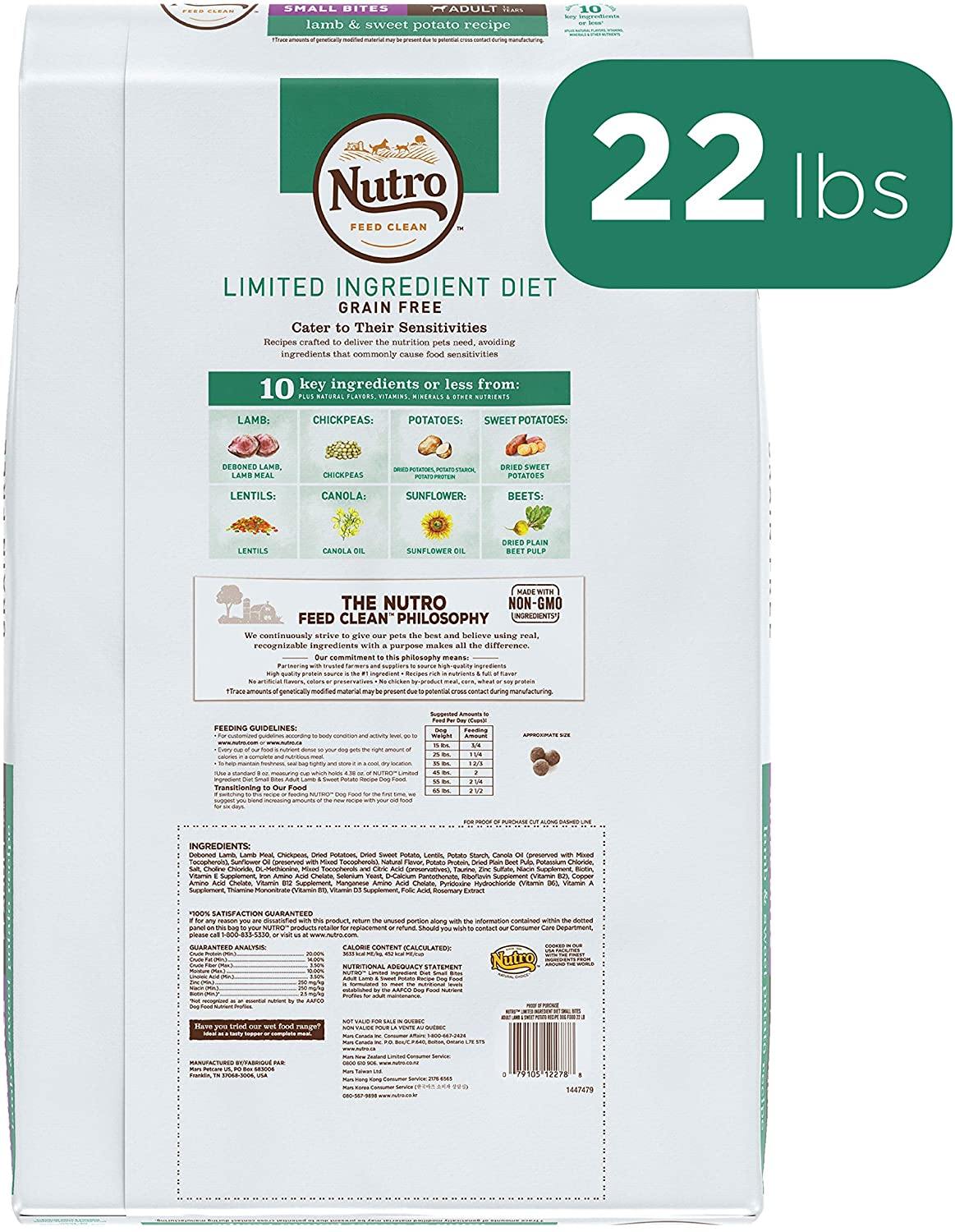 Nutro Natural Choice Grain-Free Limited Ingredient Adult Lamb & Sweet Potato Dry Dog Food - 22 lb Bag  