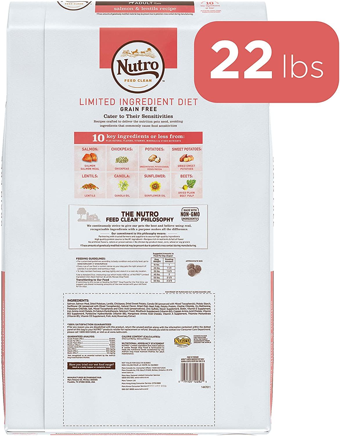 Nutro Natural Choice Grain-Free Limited Ingredient Adult Salmon & Sweet Lentils Dry Dog Food - 22 lb Bag  