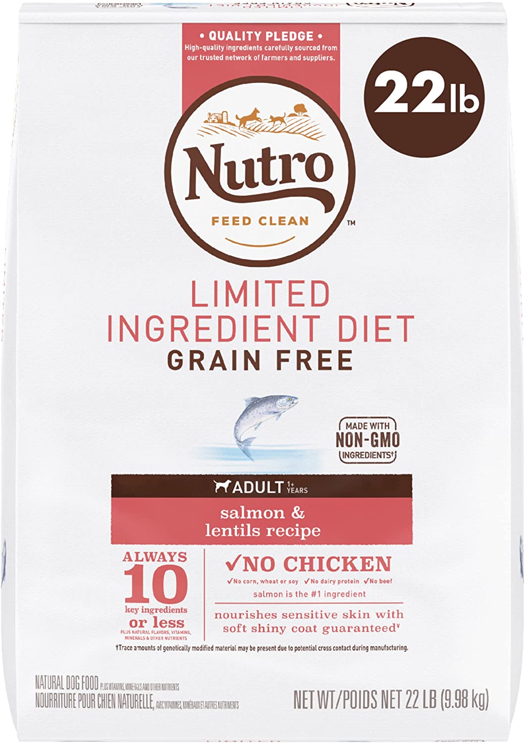 Nutro Natural Choice Grain-Free Limited Ingredient Adult Salmon & Sweet Lentils Dry Dog Food - 22 lb Bag  