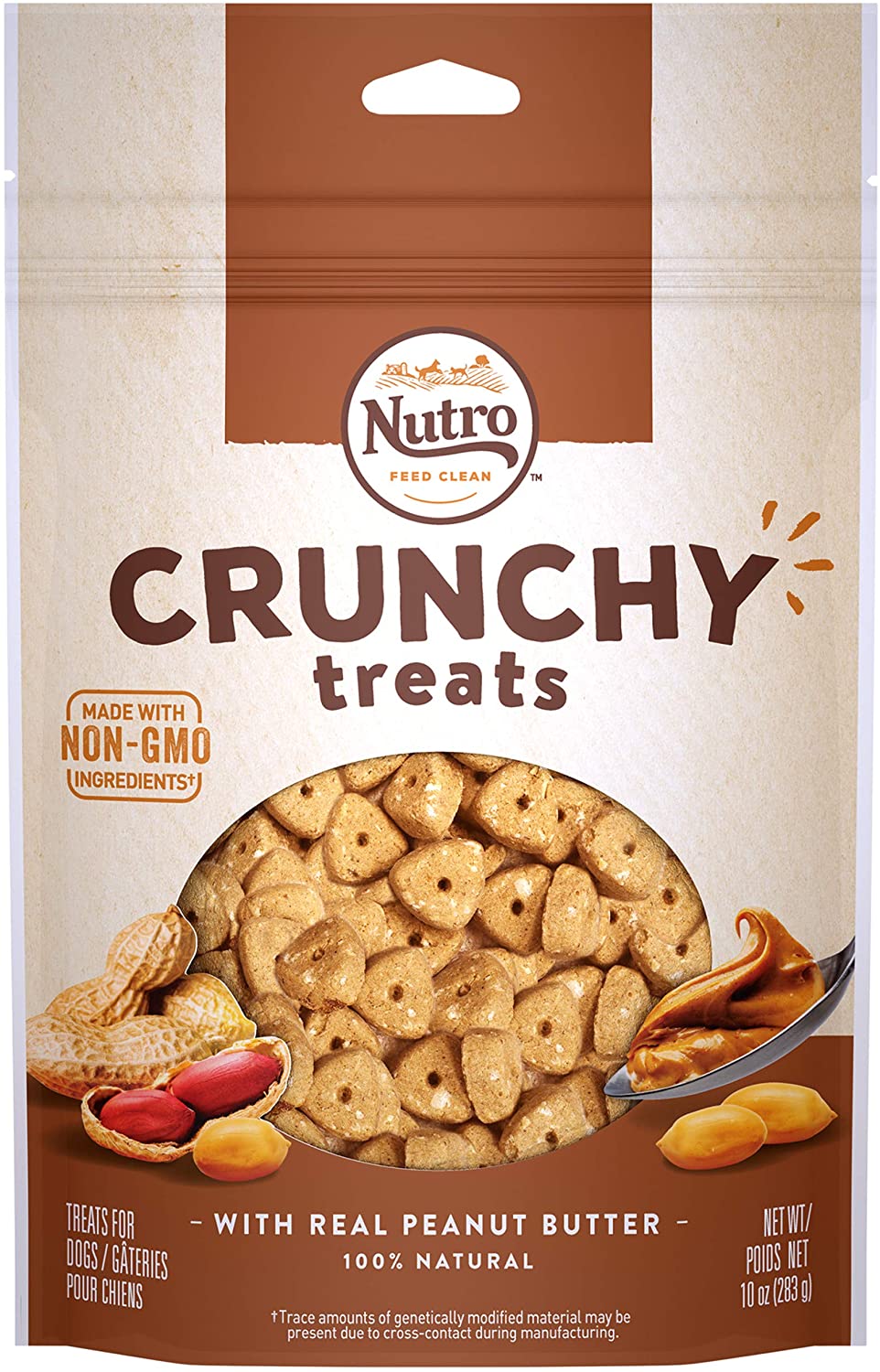 Nutro Peanut Butter Crunchy Biscuit Dog Treats - 10 oz - Case of 6  