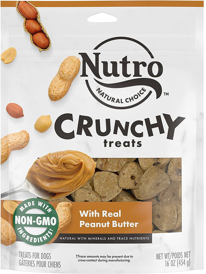 Nutro Peanut Butter Crunchy Biscuit Dog Treats - 16 oz - Case of 12